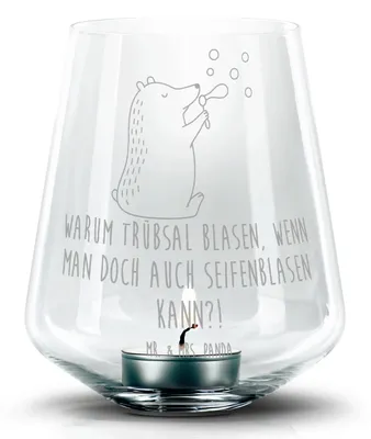 Produktbild von Mr. & Mrs. Panda Kerzenglas Bär Seifenblasen - Transparent - Geschenk, Windlicht Glas, Lustig Sein Glücklich Traurig Happy, Kerzenhalter, Teddy, Laterne
