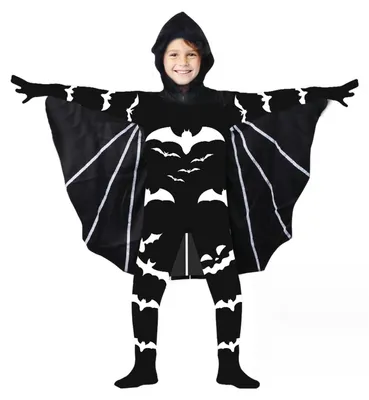 Fledermauskostüm für Kinder, leuchtend, Halloween, Gr. 130