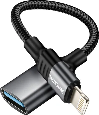 Zdjęcie produktu dla Swissten, adapter Lightning USB OTG do iPhone'a, czarny
