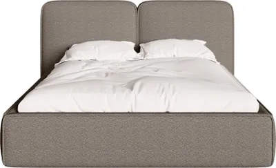 Produktbild von FEDVE Polsterbett Lauga aus Bouclé-Stoff 140x200 cm, Braun