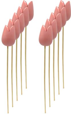 Holz Dekostecker Tulpe 4 x 36cm rosa 10 Stück Garten-Deko Blumen-Stecker künstlich Holzblume Tulip