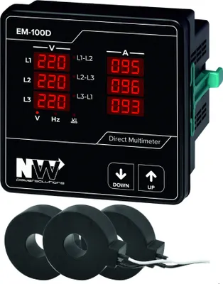 Zdjęcie produktu dla NWP EM-100D NW Wbudowany miernik 1 A–100 A, trójfazowy, wersja Black Edition