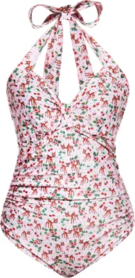Produktbild von QUEEN KEROSIN Badeanzug Im Vintage-Design Deer Rosa 4Xl
