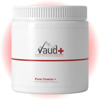Produktbild von Vaud Pure Greens - Super Greens Pulver mit Weizengras, Spirulina, Chlorella & Ballaststoffen - Mit DigeZyme® Enzymen & Lactospore® - Für Vitalität