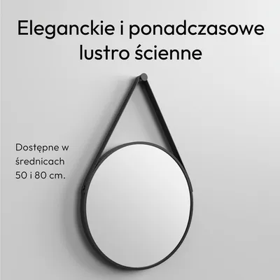 Zdjęcie produktu dla Lustro ścienne łazienkowe TALOS Black Style okrągłe Ø 50 cm - okrągłe lustro ścienne w matowej czerni - okrągłe lustro łazienkowe z wysokiej jakości aluminiową ramą