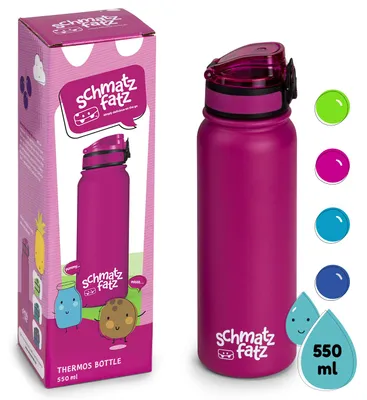 Immagine prodotto di Borraccia termica schmatzfatz, a prova di perdite, capacità 550 ml, in acciaio inossidabile, adatta per bevande calde e fredde, ideale per scuola e asilo, priva di BPA, per bambine e bambini
