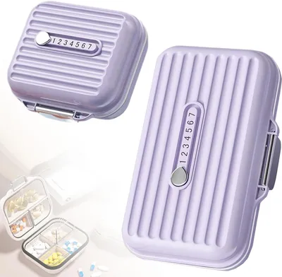 Produktbild von 2 Stück Pillendose für Unterwegs(Groß und Klein-Purple)Tablettenbox 7 tage für unterwegs丨Reise Pillenbox,Pill Organizer Travel Für Reise und Tägliches