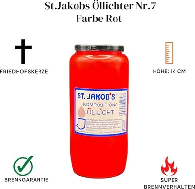 Produktbild von St. Jakobs Öllichter Nr. 7, rot, 48 Stück, Grabkerzen, Grablicht, Grablampe, Grableuchte, Grabgestaltung, Brenndauer bis 7 Tage