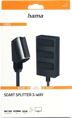 Zdjęcie produktu dla Hama 00205170, 0,5 m, SCART (10-pin), 3 x SCART (21-pin), Męska, Żeńska, Czarny