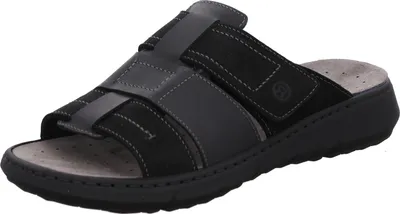 Produktbild von Rohde Herren Leder Klettverschluss Pantoletten Arezzo 6521, Größe:46 EU, Farbe:Schwarz