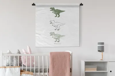 Produktbild von MuchoWow® Wandteppich Wandbehang Kinderzimmer - Farben - Dinosaurier - Junge - Mädchen - Kinder 90x90 cm Tapisserie Dekoration Wandtuch - Wandaufhänger
