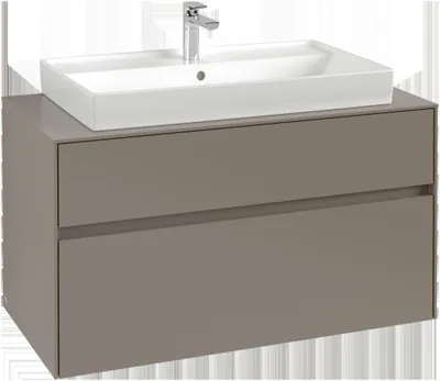 Image de Villeroy & Boch Collaro Meuble sous-lavabo, lavabo au centre, montage mural, 2 tiroirs, avec éclairage, 1000x548x500mm, C020B0VR