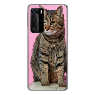 Produktbild von MuchoWow® Handyhülle Schutzhülle Hülle für Huawei P40 Pro Katze - Rosa - Pouf - Mädchen - Kinder - Kinder Silikon Softcase Handy Hülle - Schutz