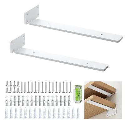 Image de Support mural pour étagère - 30 cm - Métal - Noir