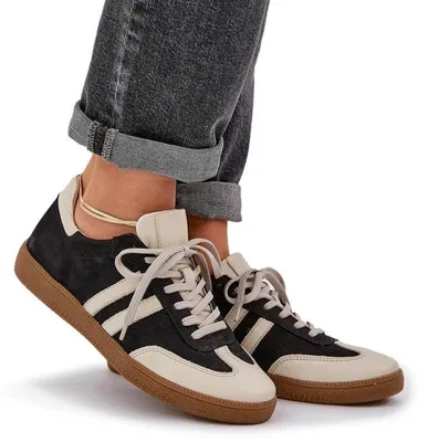 Produktbild von Zazoo N1068 Leder Niedrige Sneaker Damen Schwarz 37