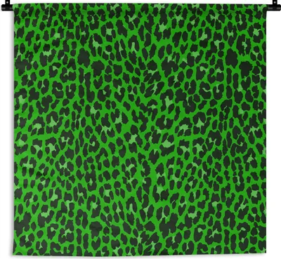 Produktbild von MuchoWow® Wandteppich Wandbehang Leopard - Grün - Muster 150x150 cm Tapisserie Dekoration Wandtuch - Wohnaccessoires - Modernes