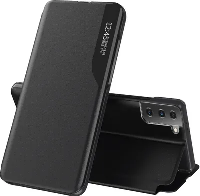 Obrázek produktu pro Flipové pouzdro pro Samsung Galaxy S21 5G,Polyuretankůže pouzdro s okénkem a funkcí stojánku černé