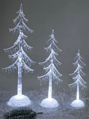 Produktbild von 3er Set LED Dekoobjekte Baum H. 25cm + 35cm + 45cm Acryl mit Licht Formano W25