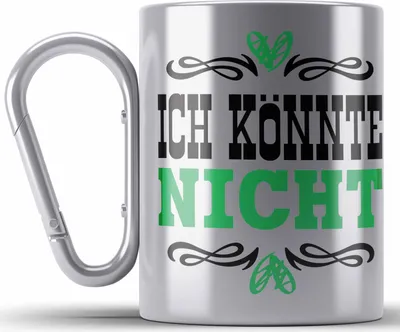 Produktbild von Trendation - Ich Könnte Nicht Ich Hasse Jeden Edelstahl Tasse Karabiner Becher Karabiner Edelstahl Tasse Karabiner Edelstahl Katzen Lustig Spruch Geschenk Frauen Männer Morgenmuffel (Silber)