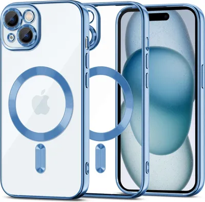 Zdjęcie produktu dla Etui Tech-Protect MagShine MagSafe DO iPhone 15 Przezroczyste Niebieskie