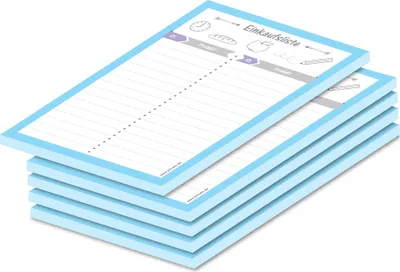 Produktbild von PRICARO Einkaufsliste "Allerlei", magnetisch, hellblau, A6, 50 Blatt, 5 Stück