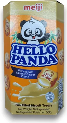 Produktbild von Meiji Hello Panda Hala Biscuit mit Karamel Füllung 50g