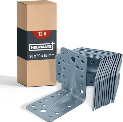 Produktbild von HELPMATE - 12 Stück Lochplattenwinkel - Winkelverbinder galvanisch verzinkt & blau passiviert - Holzverbinder mit hervorragendem Korrosionsschutz - Lochwinkel