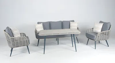 Productafbeelding van Bankstel voor terras, 3-zitsbank, 2 fauteuils, salontafel, moderne set
