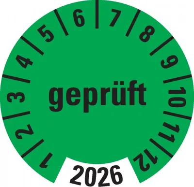 Produktbild von Dreifke® Prüfplakette  2026, grün, Dokumentenfolie, selbstklebend, Ø 3...