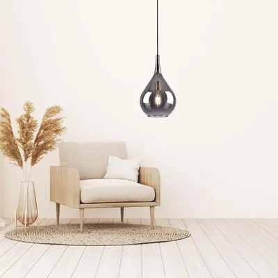 Zdjęcie produktu dla Lampa wisząca, metal, szkło, czarny