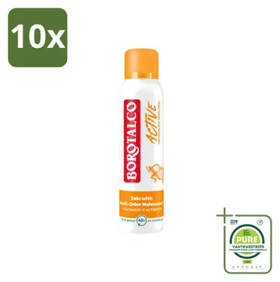 Image de 10 sprays déodorants Borotalco, parfum Active Mandarin & Neroli, format frais, 150 ml - Lot de 10 pièces