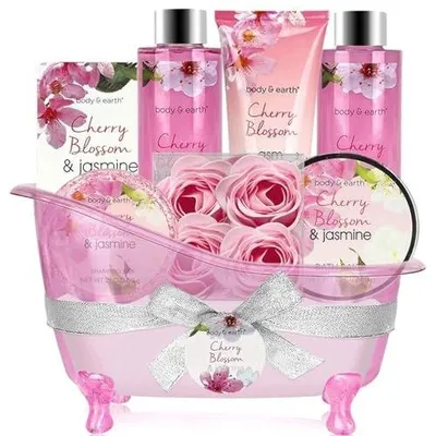 Zdjęcie produktu dla Zestaw prezentowy kąpielowy dla kobiet kwiat wiśni 8 sztuk