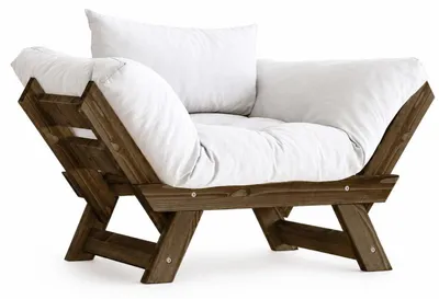 Image de Fauteuil de jardin en bois de pin et lin noyer et blanc - L 108 à 140 × P 75 cm - Imperméable