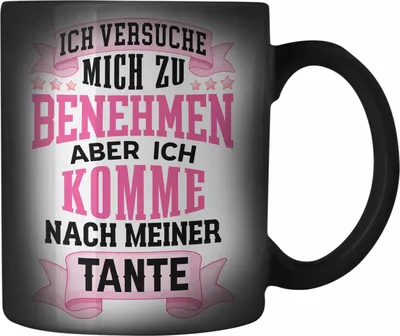 Produktbild von Trendation - Farbwechsel Zauber-Tasse für Neffin von Tante Geschenk Lustige Geschenkidee (Schwarz)