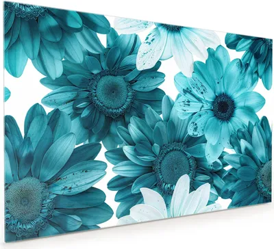 Produktbild von Küchenrückwand Spritzschutz Glas mit Motiv Blaue Blütenpracht 40 x 40 cm