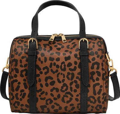 Produktbild von FOSSIL Umhängetasche Handtasche Carlie Satchel Leopard hellbraun