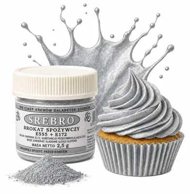 Image de Paillettes alimentaires en poudre Argent pour gâteaux, pâtisseries, pâte à sucre, desserts et plats