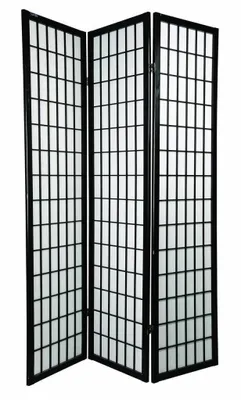 Produktbild von Fine Asianliving Japanische Paravent Raumteiler Shoji Fine Asianliving Japanische Paravent Raumteiler Trennwand B135xH180cm 3-teilig Shoji Reispapier Schwarz Raumtrenner Spanische Wand Sichtschutz Trennwand  -