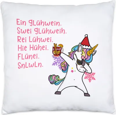 Produktbild von Glühwein Kissen Alkohol Advent Weihnachtsmarkt Wein Weihnachten Weihnachtsmarkt Einhorn Betrunken Party