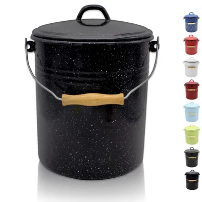 Produktbild von Karl Krüger M5G Mülleimer mit Deckel gesprenkelt, emailliert, 5 L