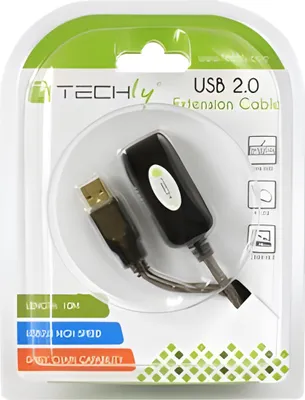 Produktbild von Techly USB 2.0 Aktive Verlängerung, Hi-Speed, 10m, schwarz