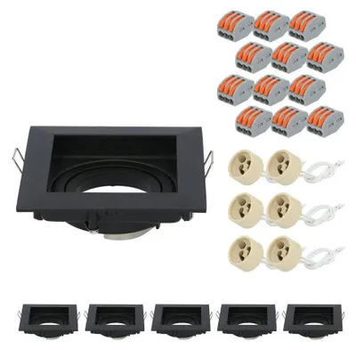 Produktbild von hoftronic LED Einbaustrahler 6er Set GU10 Schwenkbar Schwarz IP20