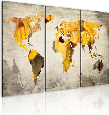 Immagine prodotto di Murale moderno 020113- 48 (120x80) - 3 pezzi Fotografia su tela non tessuta Foto Decorazione Immagini da parete Stampa Mappa del mondo