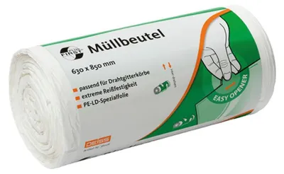 Produktbild von Deiss FIRST PLUS Müllbeutel weiß 80 Liter, 630 x 850 mm, 50 Stück