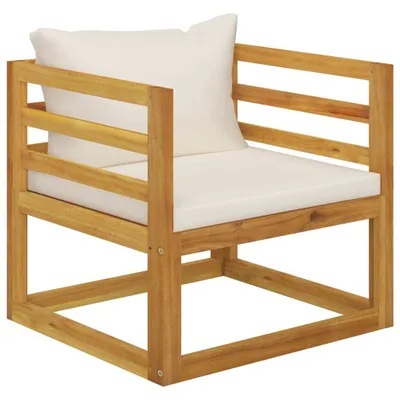 Image de vidaXL Chaise de jardin avec coussins blanc crème en bois massif d'acacia