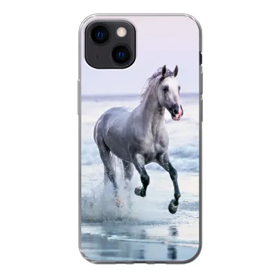 Produktbild von MuchoWow® Handyhülle Schutzhülle Hülle für iPhone 13 Pferd - Pilz - Strand Silikon Softcase Handy Hülle - Karteninhaber
