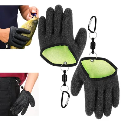 Produktbild von Wasserdichte Angelhandschuhe Paar, Rutschfeste Landehandschuhe mit 2 Magnetverschlüssen, Sicherer Umgang mit Zander & Wels