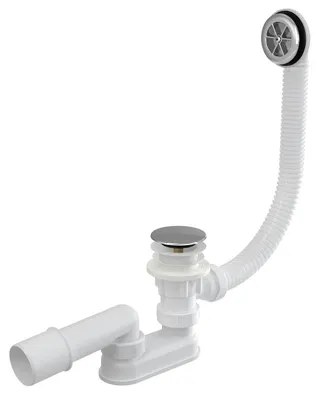 Produktbild von Alcadrain Badewanne Ab- und Überlaufgarnitur CLICK/CLACK, chrom 80 cm
