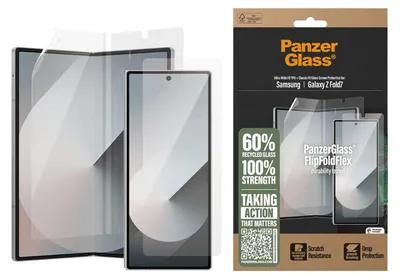 Obrázok produktu pre PanzerGlass ® Screen Protector Samsung Galaxy Z Fold7 | Glass & Film, Samsung, Samsung - Galaxy Z Fold7, Suché aplikovanie, Odolné proti poškriabaniu, Odolný proti nárazom, Priehľadná, 1 kusov