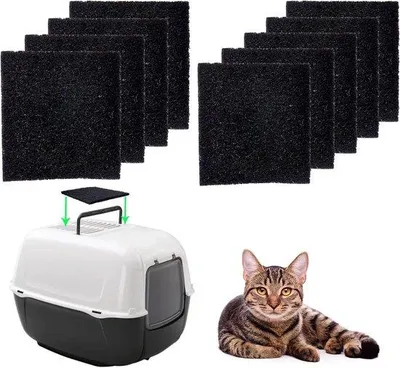 Productafbeelding van Actieve koolfilter voor kattenbak, neutraliseert geuren, zwart, verpakking van 9 stuks